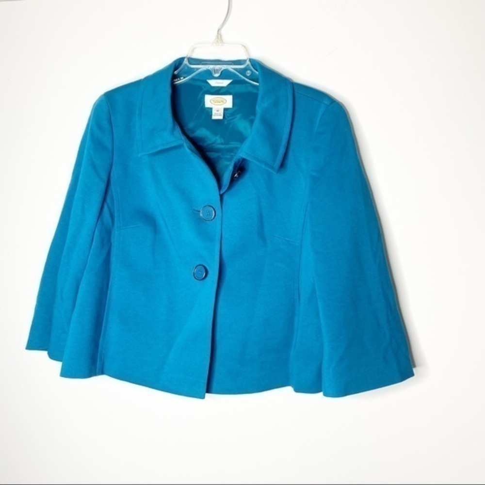 Talbots Teal Blue Cropped Blazer